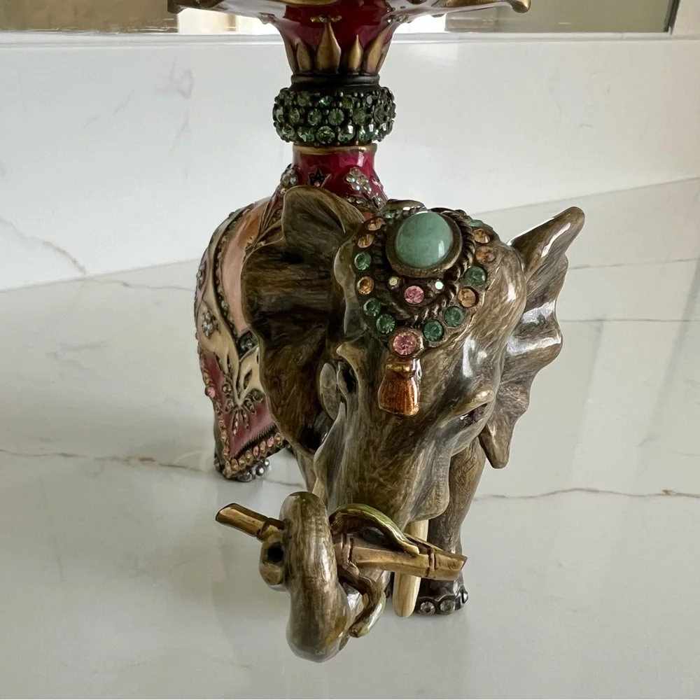 🐘 JAY STRONGWATER Elephant Footed Stone Bowl Enameled & Swarovski Crystals el - Picture 9 of 16